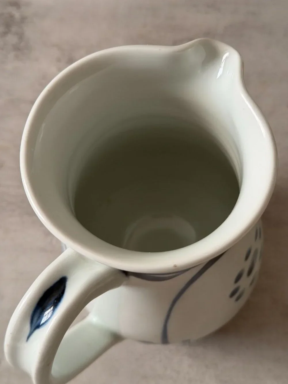 Vintage Tobe Ware Blue Sun Japan Baizan Kiln Ceramic Pitcher Hand Painted 6.5